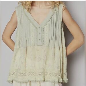 263 - POL Sage and Cream Lace Blouse